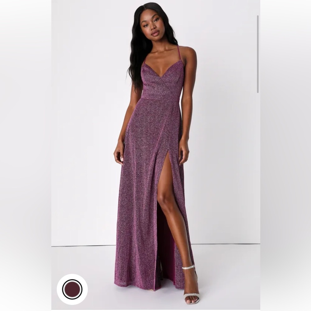 Lulus Truly Dazzling Magenta Multi Glitter Sleeveless Maxi Dress